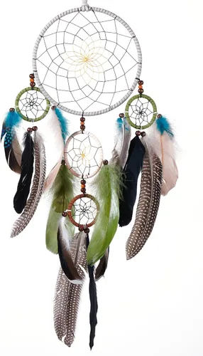 Miniatura 8 de Atrapasueños de color azul estrellado, plumas de ganso con multianillo, hecho a mano, gran atrapasueños para dormitorio, atrapasueños para niñas