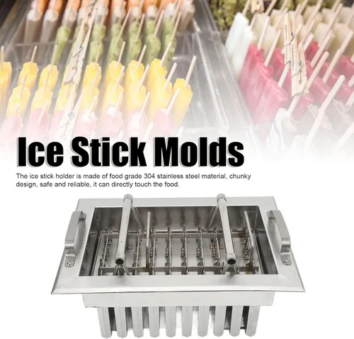 Miniatura 2 de Molde de metal para paletas, molde comercial para paletas, 40 agujeros para palitos de acero inoxidable con soporte, molde para paletas de hielo