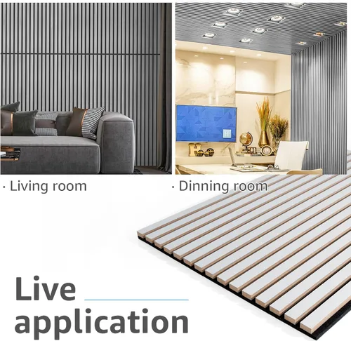 Miniatura 8 de Art3d 2 Paneles Acústicos de Listones de Madera para Pared y Techo - Panel 3D Ranurado de Absorción de Sonido con Acabado de Madera - Plata Plateado