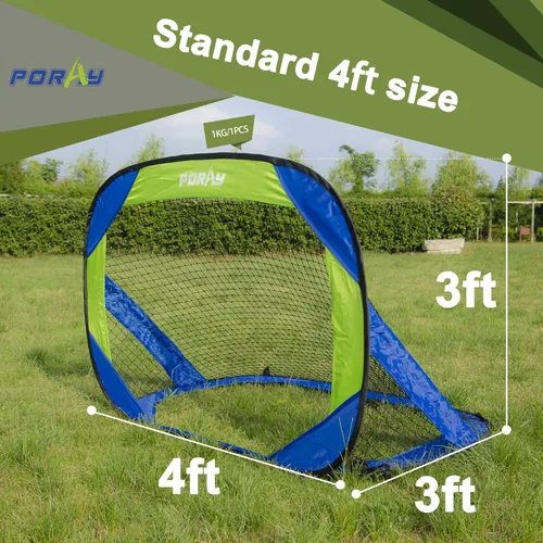 Miniatura 2 de Porayhut Juegos de portería de fútbol y pelotas desplegables para entrenamiento, juego de 2, fácil montaje con bolsa de transporte compacta, regalo