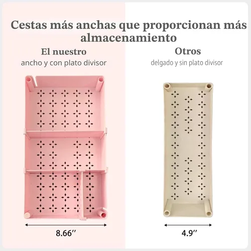 Miniatura 5 de danpinera Carrito de almacenamiento delgado, carrito rodante estrecho de 3 niveles con ruedas, organizador de baño con divisores, mango, ganchos