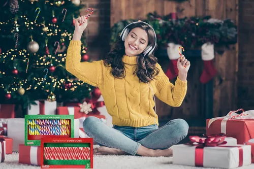 Miniatura 6 de Bastones de caramelo de Navidad, sabor afrutado multicolor arcoíris, envueltos individualmente (paquete de 48)