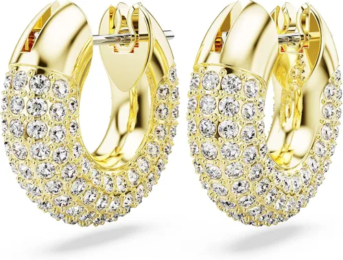 Miniatura 3 de Aretes de aro Swarovski Dextera, pavé, blanco, acabado en tono dorado