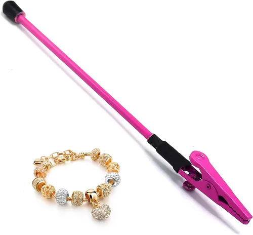 Herramienta de pulsera rosa, ayudante de joyería, ayudante de cierre de pulsera con cierres de reloj y tirador de cremallera. Soporte de pulsera de