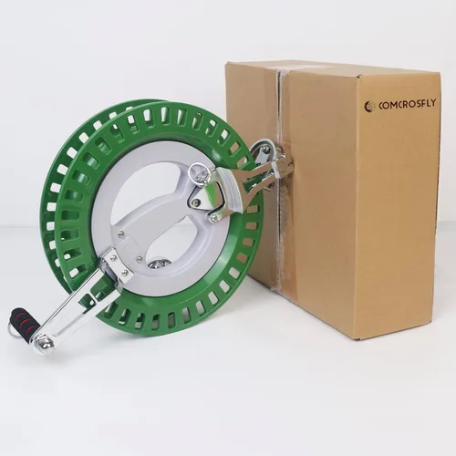 Miniatura 9 de Carrete profesional de cometa de 10.6 pulgadas, rodillo de metal estable con cinturón para cometas grandes Verde