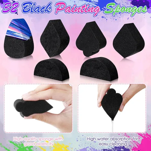 Miniatura 2 de 32 esponjas de pintura facial de alta densidad para adultos, pintura facial y corporal, verano, carnaval, obras de arte, festivales, pétalos