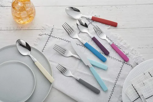 Miniatura 7 de ANNOVA Juego de cubiertos coloridos de acero inoxidable, utensilios de cocina, incluye cuchillos, tenedores, cucharas, tenedores de ensalada y Azul