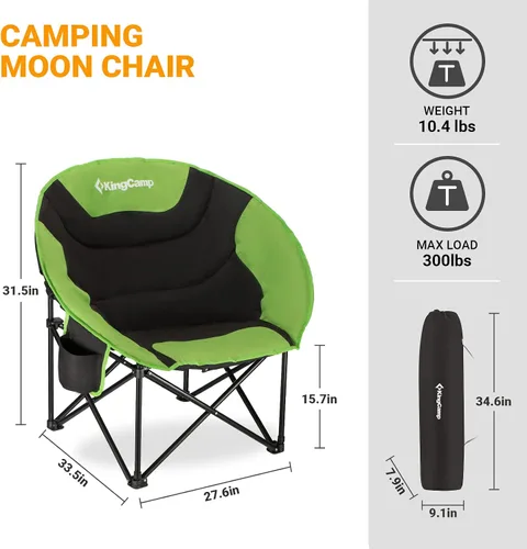 Miniatura 2 de KingCamp Sillón plegable Saucer Moon con bolsillo de almacenamiento para portavasos para interior o exterior, campamento y uso en el portón trasero