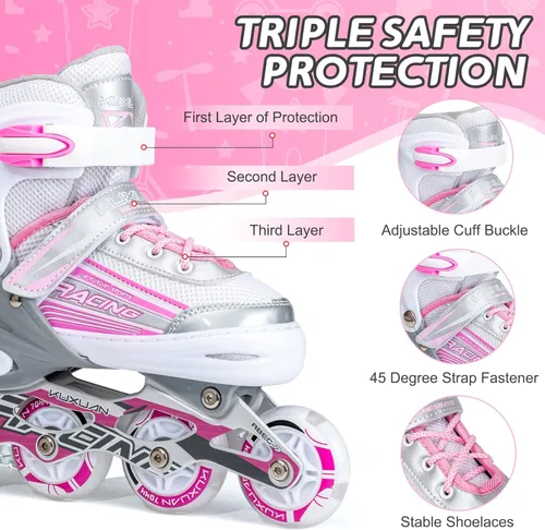 Miniatura 3 de Kuxuan Skates Inline Skates Adjustable for Kids,Girls Skates with All Wheels Light up,Fun Illuminating for Girls and Ladies