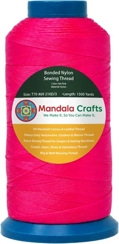 Miniatura 111 de Mandala Crafts - Hilo de nailon para coser cuero, tapicería, mezclilla y para trenzar el pelo; resistente, 1500 yardas, tamaño 69 T70 Marrón