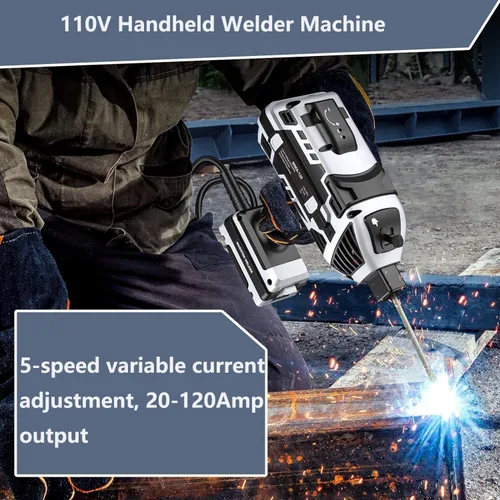 Miniatura 5 de Máquina soldadora de mano, máquina de soldadura portátil de 110 V con inversor IGBT 6 ajuste de corriente variable 20-120 amperios de salida pistola
