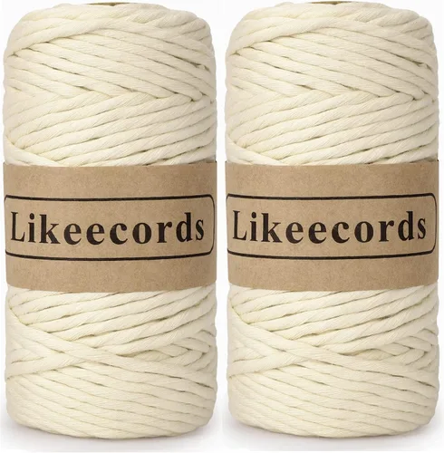 Miniatura 61 de Likeecords - Cuerda de macramé de 4 mm de un solo hilo, 80 m de cuerda de macramé colorida, cuerda de algodón para macramé, cuerda de algodón