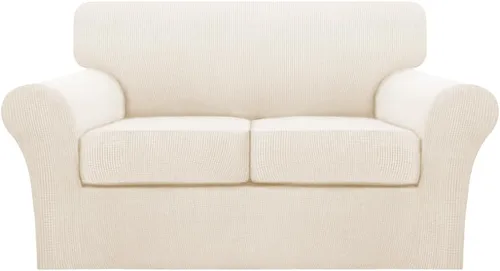 Miniatura 101 de Turquoize 2 fundas para sillas de sala de estar, funda de sofá con fundas de cojín individuales, funda de muebles para sillas (silla, beige biscotti)