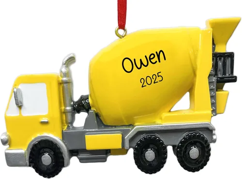 Miniatura 14 de Adorno de Navidad personalizado para retroexcavadora 2026, personalización gratuita Excavadora amarilla, excavadora poderosa, adorno de excavadora