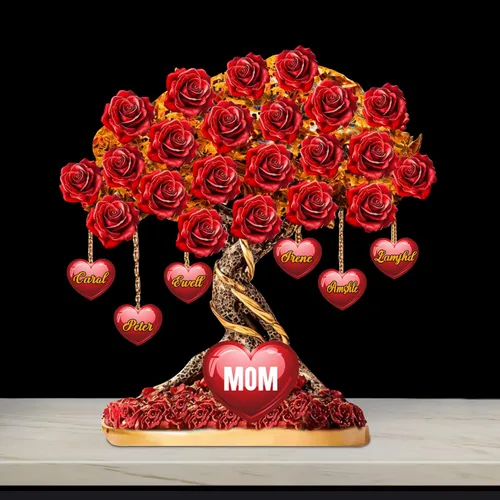 Miniatura 17 de Cada rosa contiene una pieza de tu lámpara de corazón, placa de rosa personalizada con nombre de 1 a 10 niños, luz LED personalizada para mamá, flor