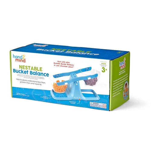 Miniatura 7 de hand2mind Balanza de cubo ajustable azul, báscula de balanza de cubo doble transparente para líquidos y sólidos, báscula para niños fácil de montar