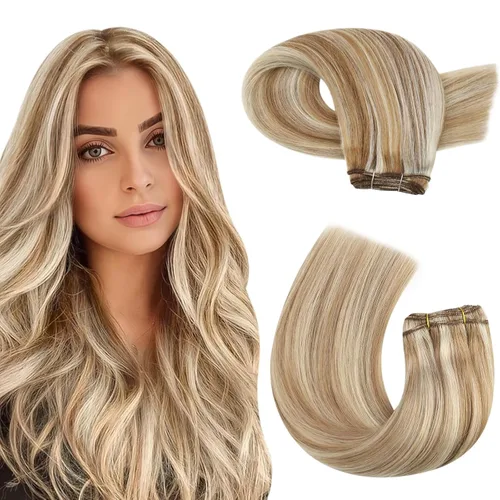 Miniatura 51 de Moresoo - Extensiones de cabello humano real cosidas, Remy, lacio, doble trama, color negro jet, 14 pulgadas, 3.53 onzas