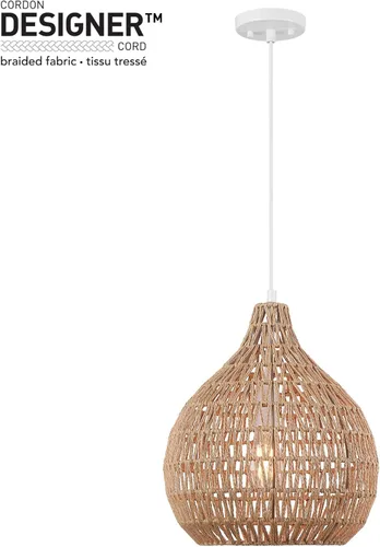 Miniatura 7 de Globe Electric 65703 Tika - Lámpara colgante de 1 luz, rubio natural, sombra de cordel