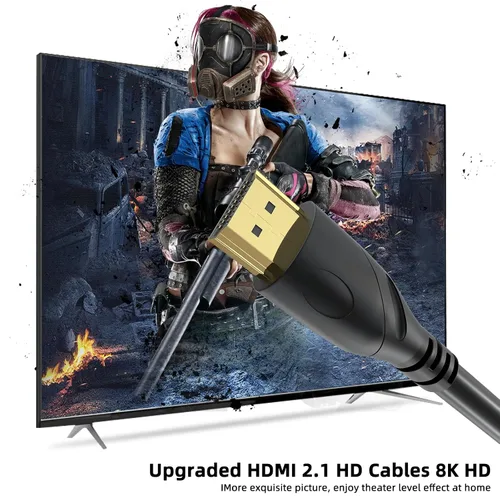 Miniatura 6 de Cable HDMI 8K de 1 m (HDMI 2.1, 8k@60hz, 48 Gbps & 4k@120hz, 18 Gbps) Conectores chapados en oro de ultra alta velocidad, retorno de audio por