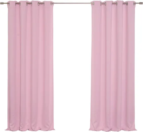 Miniatura 19 de Best Home Fashion Cortinas opacas con aislamiento térmico, ojales de acero inoxidable y níquel, color rosa bebé, 52 pulgadas de ancho x 63 pulgadas