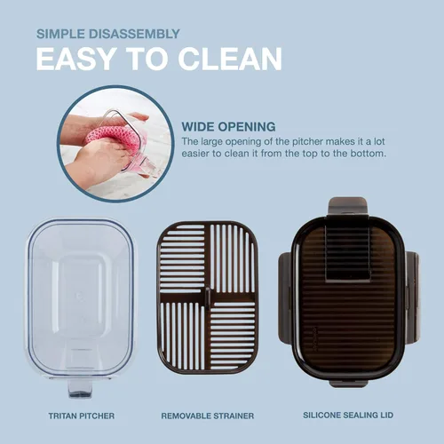 Miniatura 6 de LocknLock Aqua - Jarra de agua para puerta de refrigerador, jarra transparente, jarra de plástico sin BPA con tapa, jarra de 1.6 cuartos de galón