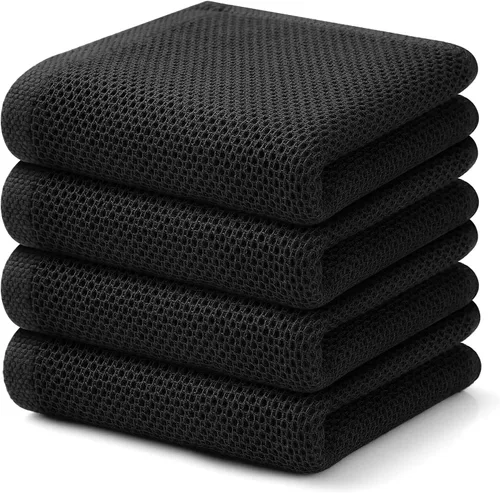 Miniatura 77 de Kitinjoy - Paños de cocina de 100 % algodón, tela de tejido gofrado, paño de limpieza ultrasuave, absorbente y de secado rápido. Gris Oscuro