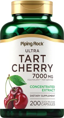 Piping Rock Cápsulas de extracto de cereza ácida | 7000 mg | 200 píldoras | para mujeres y hombres | Extracto concentrado ultra fuerte | Suplemento