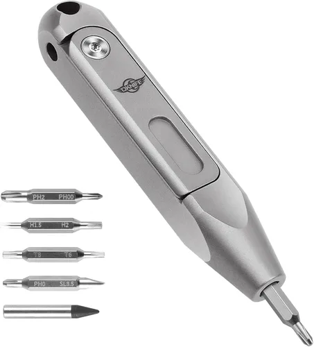 OKNIFE Otacle D1 - Destornillador de bolsillo de titanio pequeño EDC multibroca, juego de destornilladores de precisión 9 en 1, puntas magnéticas de