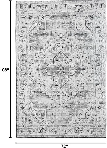 Miniatura 399 de Syalife 4x6 Alfombra Lavable para Área, Ultra Suave Antideslizante, Pila Baja, Alfombra Vintage Resistente a Manchas para Sala de Estar, Alfombra