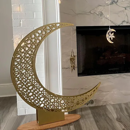 Miniatura 2 de iwa concept Decoración islámica de media luna de metal, arte de Ramadán de luna y estrella, decoración de mesa islámica, regalo para musulmanes