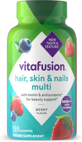 Vitafusion Magníficas vitaminas gomosas multivitamínicas para cabello, piel y uñas, además de biotina y vitaminas antioxidantes C y E, sabor a