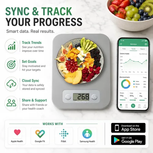 Miniatura 6 de URAMAZ Báscula de alimentos con calculadora nutricional, báscula digital de alimentos para báscula de cocina gramos y onzas, báscula inteligente
