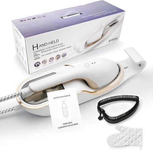 Vaporizador 3 en 1 para ropa, 1500 W a prueba de fugas, 11.2 fl oz | 1500W, 30s Fast Heat-Up. Includes Heat-Resistant Glove & Brush. For Home &