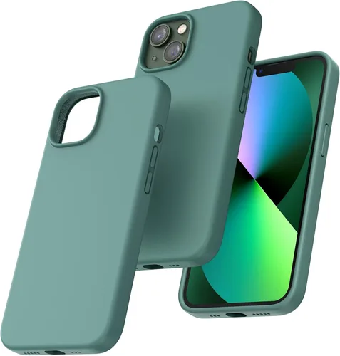 Miniatura 20 de TOCOL Funda delgada de silicona para iPhone 13 de 6.1 pulgadas, ajuste preciso, antideslizante, protección contra caídas, verde alpino