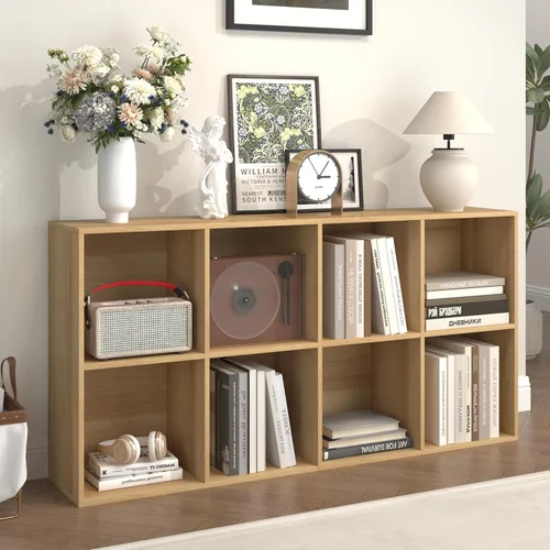 Miniatura 19 de Organizador de almacenamiento de 12 cubos, estantes de madera con panel trasero cerrado, estantería reversible, organizador de armario de cubos