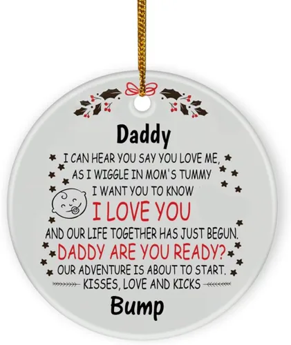 Adorno de Navidad personalizado para papá para ser nuevo papá de Baby Bump Mommy to Be Our Adventure is About to Start Regalos personalizados con