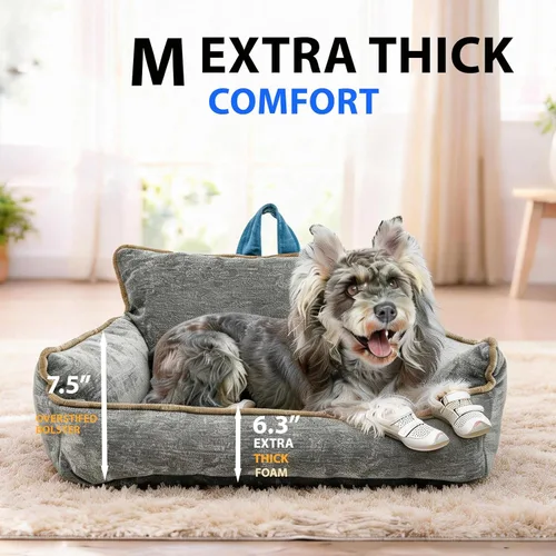 Miniatura 2 de Cama mediana para perro, cama calmante para perros, cama para perros de tamaño mediano, impermeable, M (23.5 x 15.5 x 13.5 pulgadas)