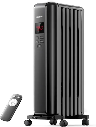 PELONIS Calentador de Radiador Lleno de Aceite para Uso en Interiores Habitación Grande con Control Remoto, Calentador de Espacio Eléctrico con