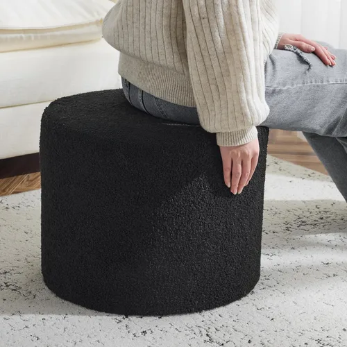 Miniatura 6 de Bezseller Soft Boucle Puf otomano, cómodo reposapiés, relleno de espuma completa para sala de estar, dormitorio, comodidad ligera y encantador, Negro