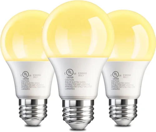 TJOY Bombillas LED A19, foco LED equivalente a 60 vatios, luz blanca cálida suave 2700K, eficiente 9W, casquillo E26 estándar, foco de ahorro de