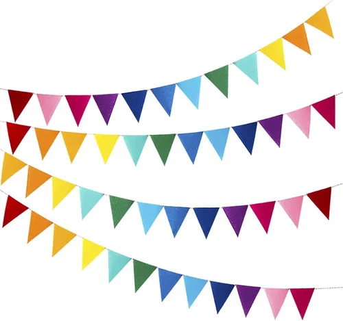 Miniatura 9 de Banderines de tela de fieltro arcoíris, 24 unidades/16.4 pies (paquete de 2) carteles decorativos para fiestas de cumpleaños, baby shower