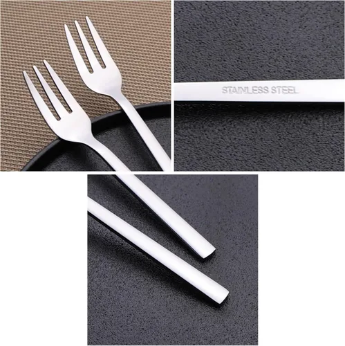 Miniatura 3 de Tenedor de degustación pequeño de acero inoxidable de 12 piezas, tenedor de 3 dientes