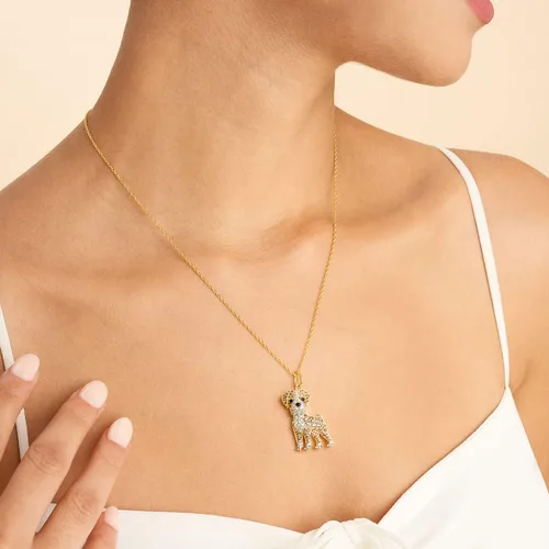 Miniatura 2 de SCAMPER & CO Dog Breed Pendant Necklace for Women and Girls - Genuine Gemstone and Cubic Zirconia Puppy Charm, Premium Sterling Silver Jewelry Gift