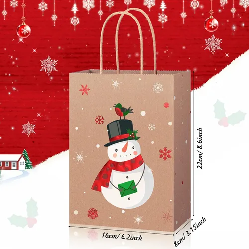 Miniatura 2 de Funrous 16 bolsas de regalo de Navidad a granel con asas y papel de seda, bolsas de golosinas de Navidad para regalos de dulces, envoltura de papel