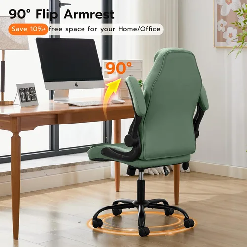 Miniatura 6 de Silla de Escritorio de Oficina, Silla Ergonómica para Computadora con Brazos Abatibles Acolchados y Soporte Lumbar Ajustable, Silla Ejecutiva