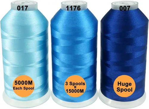 Miniatura 40 de New brothreads - 40 opciones - Varios paquetes de colores surtidos de hilo de poliéster para máquina de bordar, carrete grande de 5000 m para todas