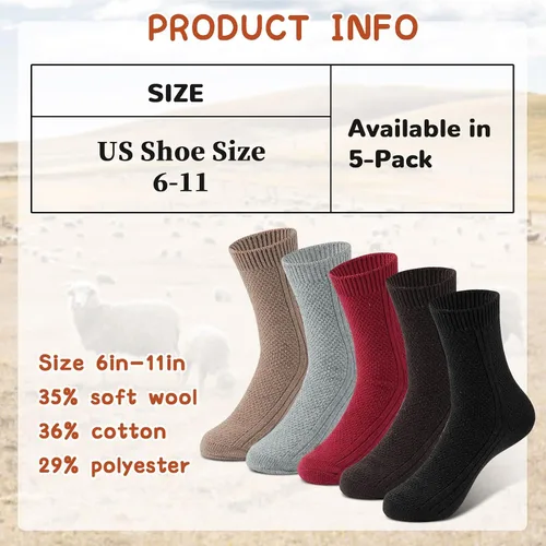 Miniatura 4 de Nicetage Wool Socks Women's Winter Boots Socks Thick Knit Warm Cozy Crew Socks Christmas Holiday Socks
