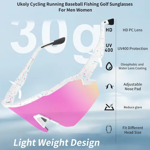 Miniatura 2 de Ukoly Gafas de sol de béisbol para hombres y mujeres, gafas de sol deportivas para béisbol, correr, ciclismo, protección UV400, TR90, marco 615