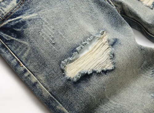 Miniatura 5 de OIIIO Pantalón vaquero de pierna recta rasgados para hombre