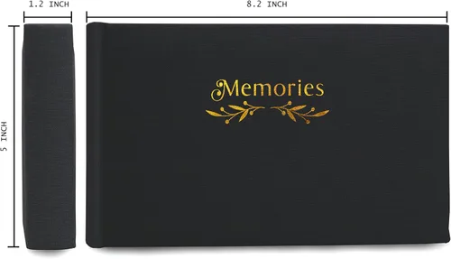 Miniatura 2 de Holoary Álbum de fotos pequeño de 4 x 6 pulgadas, tapa dura de lino, capacidad para 50 fotos, encuadernado con páginas negras, mini álbumes de fotos